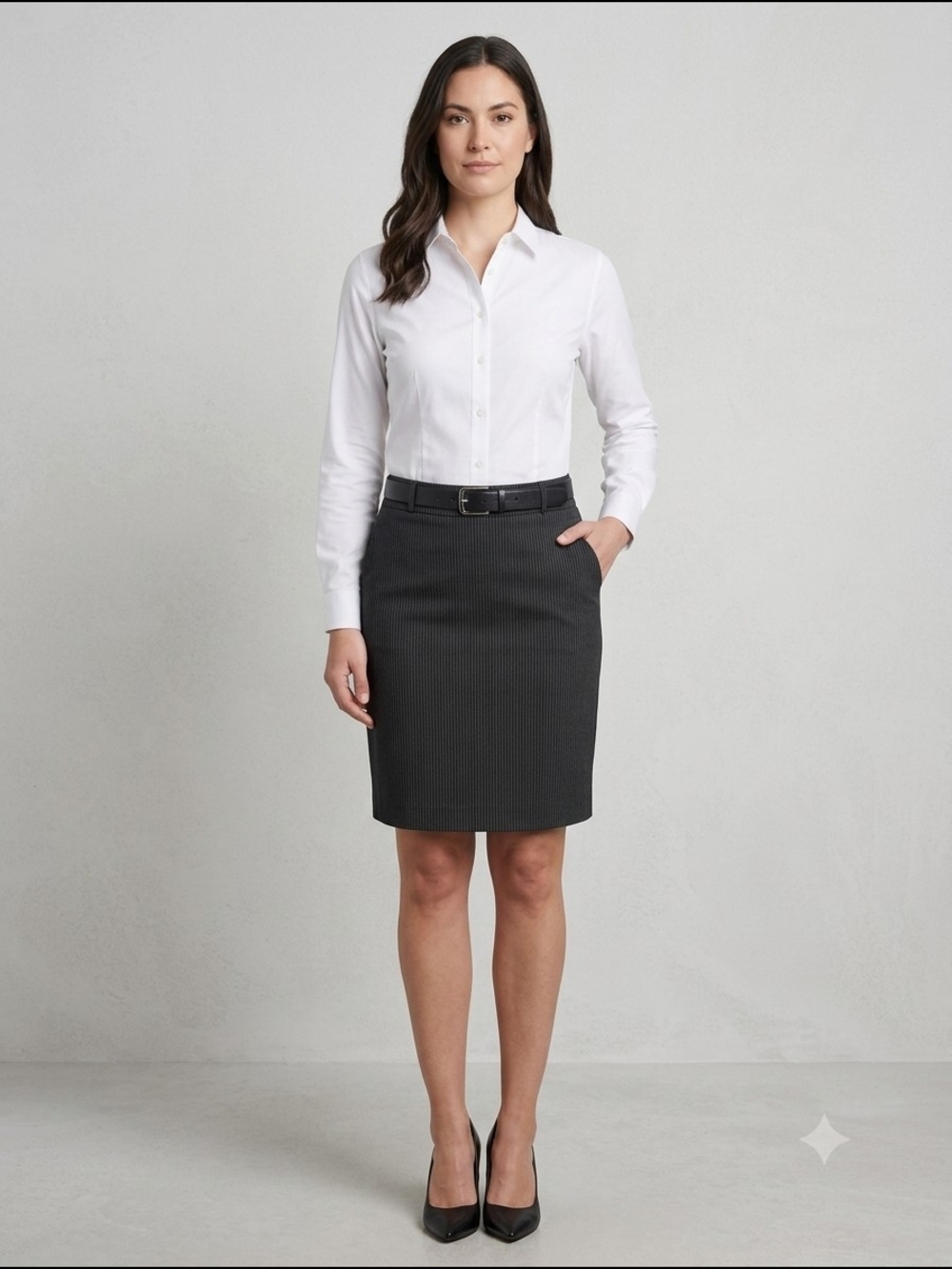 Mng By Mango Black Striped Pencil Skirt - Women Size 2 EU 34